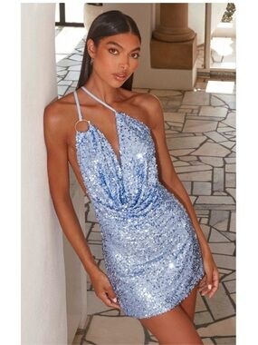 NWT Peppermayo Bohemian Bliss Sequin Mini Dress Cocktail Party Blue 8